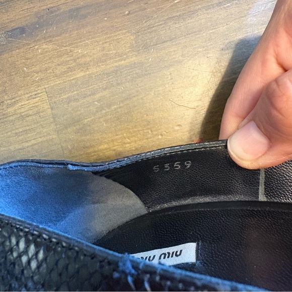 Miu Miu Black Patent Peep Toe Jeweled Heels Python Snake Skin Rhinestones 37 - Picture 12 of 14